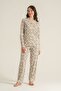 Women's Patterned Cream Shirt Pajama Set Pc9276-S-V1 - 7