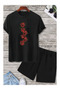 Women's Cotton Rose Pattern Printed T-Shirt Shorts Set Crew Neck Casual Summer Home Wear