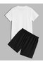 Men's Oversize Basketball Ball Graphic Printed T-Shirt Shorts Set 100% Cotton Streetwear - 3