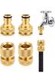MuSylonz 4Pcs Heavy Duty Hose Connector Set, 1/2" And 3/4" 2-in-1 Solid Stainless Steel Quick Connec