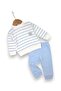 Baby Boy Seasonal Striped 6-9-12-18 Months 2 Thread Top and Bottom 100% Cotton 2-Piece Set - 2