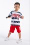 Boy's Cotton Printed Striped T-Shirt and Shorts 2-Piece Summer Set