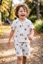 Buttoned Muslin Fabric Sea-Themed Short Sleeve Pocket Shorts Set - 6