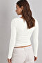 Window Detail Gathered Collar Long Sleeve Viscose Blouse - 5