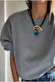 Amber Blue Statement Necklace – Blue Coffee Stone Look with Black Multi-Strand Cord and Silver Detailed Design Necklace - 4