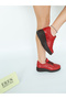 5516 Eren Shoes&Bag Genuine Leather Rubber Laced Light Sole Flat Heeled Daily Comfortable Shoes Real Leather Red - 2