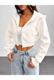 Hooded Crop Cardigan 3 Yarn Thick Fabric - 6
