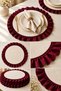 Set of 6 Round Ruffled Plates – 33cm Fabric Placemats Cream - 3