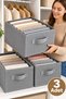 3 Pieces of Gray Fabric Foldable Closet Clothing Organizer Box - 45 X 30 X 20 cm