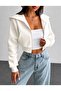 Hooded Crop Cardigan 3 Yarn Thick Fabric - 2