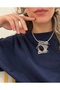 Sienna Sculptural Necklace – Silver Color Brown Stone Snake Chain Statement Necklace