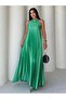 Halter Neck Satin Dress Green - 2