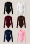 Polo Collar Lycra Flexible Snap Fastener Premium Bodysuit Long Sleeve - 8