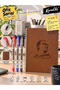 2027 Ataturk Silhouette Daily Agenda 17X24 cm Spiral Bound Brown + 3 Colors 0.5 mm Fine Tip Roller Pen Set