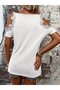 Women's Open Shoulders Round Neck Viscose Blouse - 4