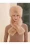 Fur cap hat and cross scarf set