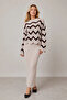 Women's Beige Patterned Dress Sweater Bottom Top Two-Piece Knitwear Set - 3