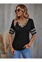 Women's short sleeve v-neck leopard print viscose blouse - 2