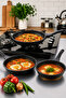 3-Piece Cast Iron Pan Set 20-24-28 cm |   Granite Look Non-Stick Pan Set