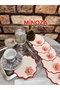 Colorful Embroidered Stain-Resistant Fabric with Lotus Flower Brooch, Coffee Side Presentation Napkin, Cocktail Coaster 6 Pieces