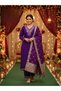 Royal Purple Roman Silk Embroidered Kurti Set with Banarasi Dupatta - HRT7008 | Royal Purple-Size:XL-42-Inches