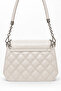 Quilted Embroidered Stone Detailed Double Strap Women's Stylish Hand and Shoulder Bag Cream - 4