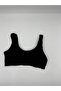 Black Ribbed Thick Strap Padded Bralette Bra - 2