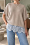 Women's Skirt with Lace Edge Merserized Knitted Blouse - 3