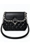 Quilted Embroidered Stone Detailed Double Strap Women's Stylish Hand and Shoulder Bag Black - 7