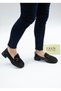 5509 Eren Shoes&Bag Genuine Leather Printed Buckle Detailed Thick and Low Heeled Women's Casual Shoes Real Leather Black - 6