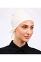 Seamless Combed Cotton Bonnet Women's Hijab with Tie Ecru
