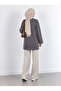 Women's Smoked Oversize Modal Fabric Slit Detailed Crew Neck Hijab Tunic - 6