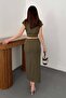 Khaki Linen Shirt and Skirt Set - 5