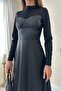 Black Heart Collar Leather Dress - 4