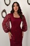 Burgundy Guipure Detailed Lace Dress - 3