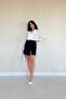 Black Slit Rose Detailed Mini Skirt - 2