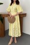 Yellow Belted Balloon Sleeve Dress - 3
