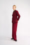 Burgundy Collarless Jacket Classic Suit - 5