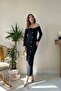 Black Knitwear Dress with Gold Buttons - 2