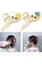 Stylish Metal Hair Clip with Gold Color, Yellow Lilies and Green Leaves - 3