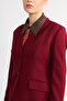 Burgundy Collarless Jacket Classic Suit - 3
