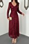 Burgundy Backless Pulpayet Dress - 4