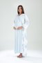 New Season Blue Floral Patterned Full-Length Design with Easy Breastfeeding Feature Short Sleeve Maternity Nightgown Set - 3
