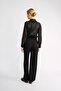 Black Pleated High Waist Fabric Trousers - 3