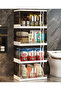 4-Tier Foldable Storage Cabinet with Transparent Doors, Wheels, PP Plastic Organizer, 60 x 35 x 125 cm - 4