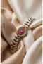 Classic Women's Steel Watch Vintage Watch Gold Silver Mix Color & Burgundy Dial Old Money Luxury Classic Elegant Stylish Women's Wristwatch |   Limited Edition 2027 - 3