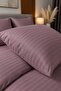 100% Cotton Satin Striped Pillowcase with Cover 2-Piece Luxury Hotel Quality |   50X70 Plum - 2