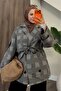 Plaid Patterned Viral Trench Coat with Belt and Inner Lining