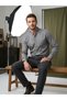 Men's Slim Fit Long Sleeve Oxford Fabric Snap Button 100% Cotton Court Collar Shirt - 2