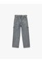 Boy's Loose Fit Cotton Denim Cargo Pants with Pocket Detail - Cargo Jeans - 6